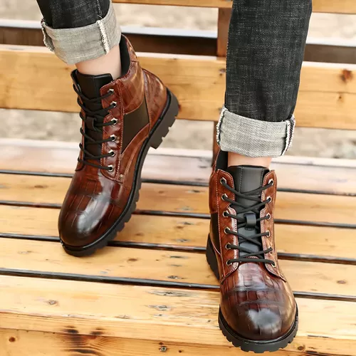 Botas Vintage De Piel Sintética Para Hombre, Zapatos Cuer | Cuotas sin