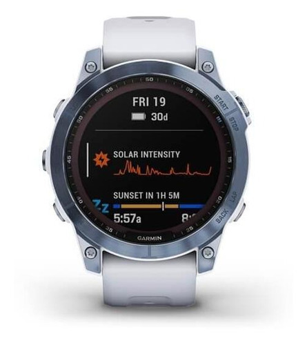 Reloj Gps Garmin Fenix 7 Zafiro Solar Titanio Dlc (47mm) Color De La Caja Azul Mineral Color Del Bisel Azul Mineral