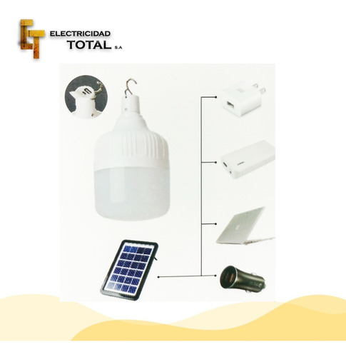 Imagen 5 de 10 de Foco Lampara Camping Pesca Portátil Carga Solar O Usb 6-8hs