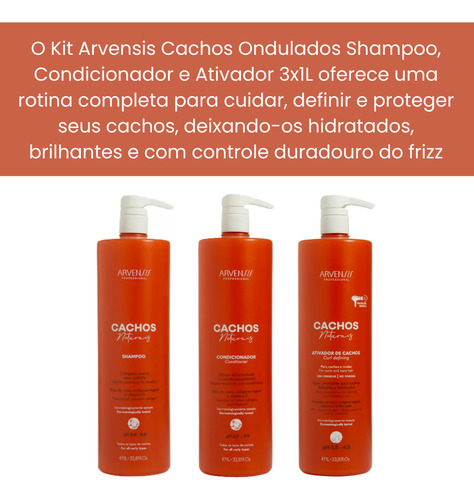 Kit Arvensis Cachos Ondulados Shampoo Cond Ativador 3x1l
