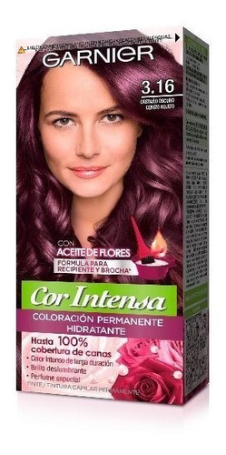 Tinta Garnier Cor Intensa 316 Castaño Oscuro Ceniza Rojizo