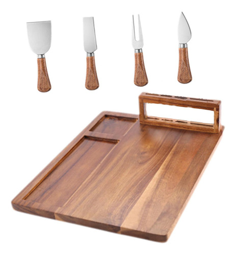 Tablero De Quesos De Bambú Y Cuchillos Play Platter Board