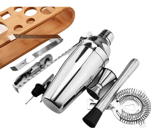 Kit Coqueteleira Inox Para Caipirinha E Drink + Suporte