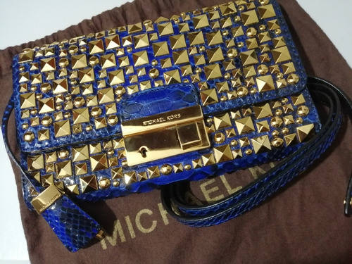 Bolsa De Mano Michael Kors Crossbody Clutch Pedrería Dorada 