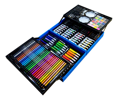 Kit Dibujo 145 Piezas Maleta Doble Piso Set Para Crear Wj-10