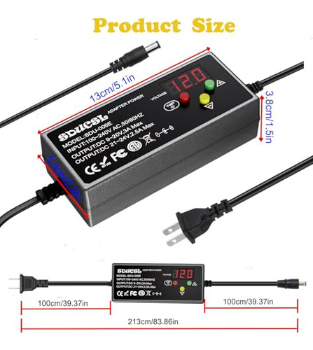 Pack Adaptador De Corriente Universal 5-12v 36w Ajustable