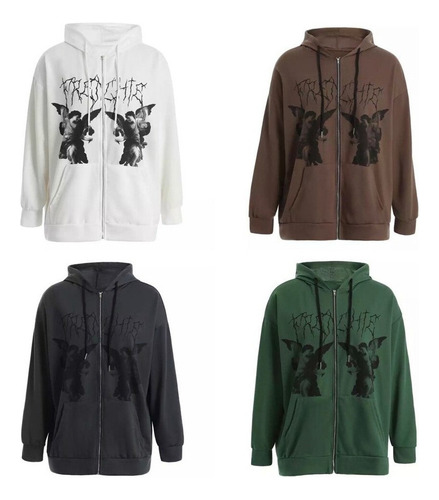 & Nuevos Sudadera Con Capucha Y2k De Talla Grande Con Cierre