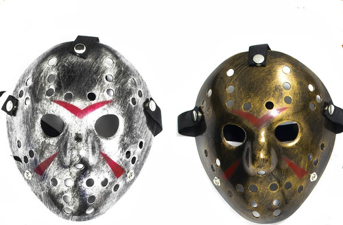 Mascara Jason Viernes 13 Metalizada Plata / Dorado Halloween