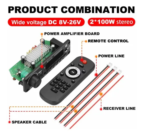 Modulo Módulo Amplificador Bluetooth 200w Usb Fm Mp3 12v Tpa