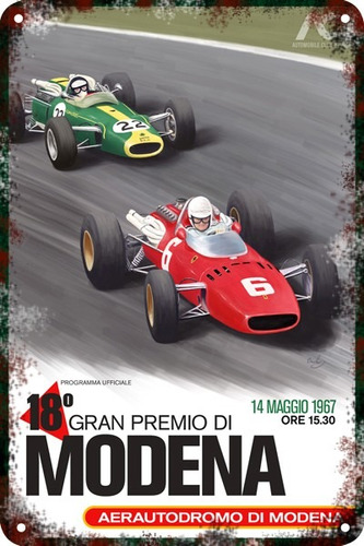 Carteles Antiguos Chapa 60x40cm Gran Premio Modena Au-492