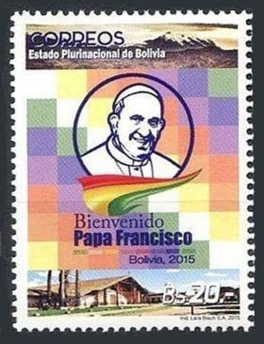 Bolívia 2015 Selo + Edital Visita Papa Francisco À Bolívia
