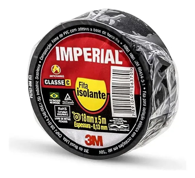Fita Isolante 5mt Preta 3m Imperial