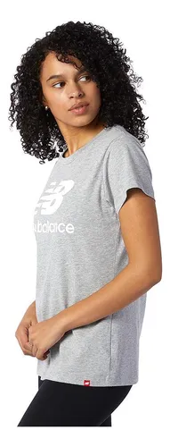 Camiseta New Balance Essentials Stacked Para Mujer-gris
