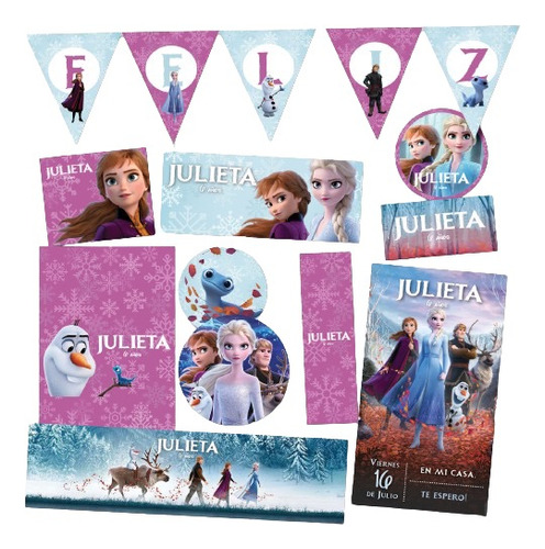 Kit Imprimible Personalizado Frozen Candy Cumple Anna Elsa