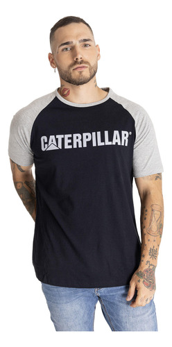 Polera Manga Corta Cat Logo Team Tee Negro Hombre