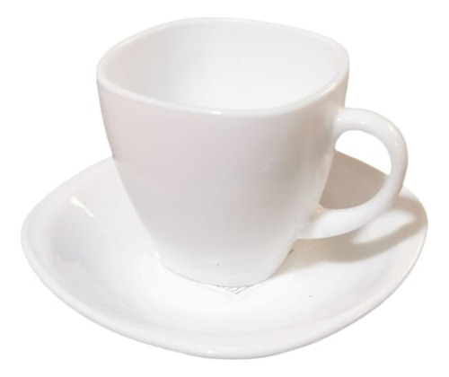 3 Jgos Taza Y Plato Expresso 80ml Té Cristal Templado Blanco