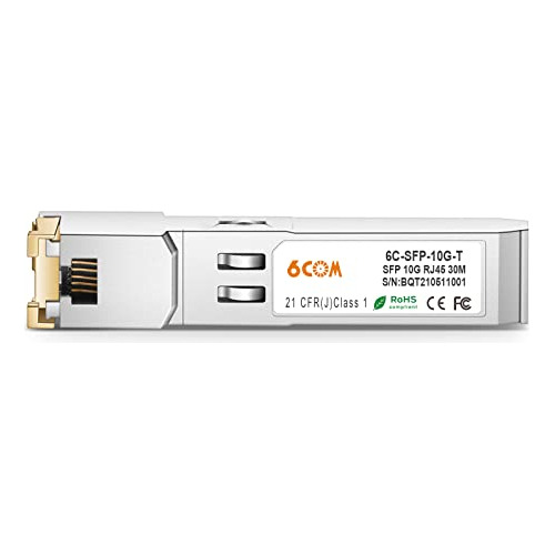 Transceptor 6com 10gbase-t Sfp+, Módulo De Cobre 10g T Rj45,