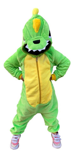 Pijama Térmico Enterizo Tela Peluche Dinosaurio Niños 