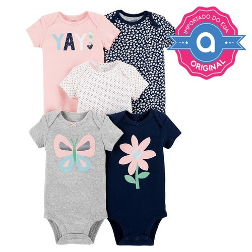 Kit Body Carters - Manga Curta - Menina - 12 Meses 