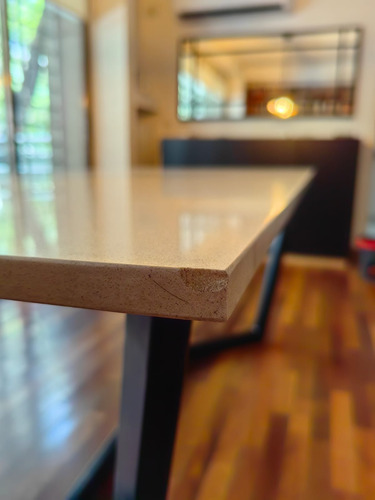 Mesa Comedor Diseño Moderno Marmol Silestone By Cosentino Blanco Negro (Usado)