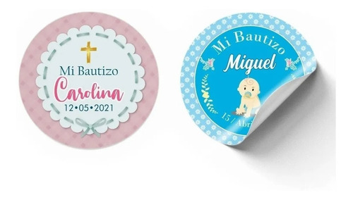 Mi Bautizo Niño Etiquetas Personalizadas 150 Piezas 5cm