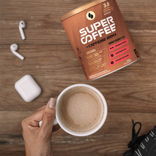 Suplemento en polvo Caffeine Army Supercoffee Classic Size Proteína sabor original x 220g