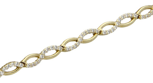 Imagen 4 de 5 de Pulsera Infinito Cz Y Pulido, 10k Oro, 4.7 Gramos.
