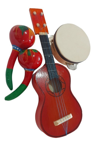 Set 3 Mini Juguetes Musicales Artesanales Madera Niños Bebé