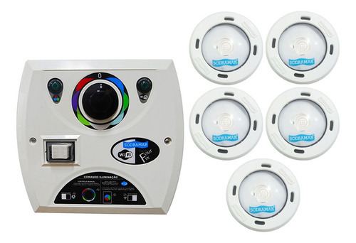 Kit 5 Led Rgb Piscina Colorido Cob + Central Wifi Sodramar 127/220V