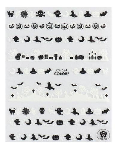 Adesivos Autoadesivos H Nail Luminous Halloween Spider Skul
