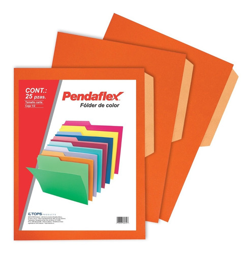 Fólder Pendaflex Color, Tamaño Carta, Color Naranja, 100 Pz