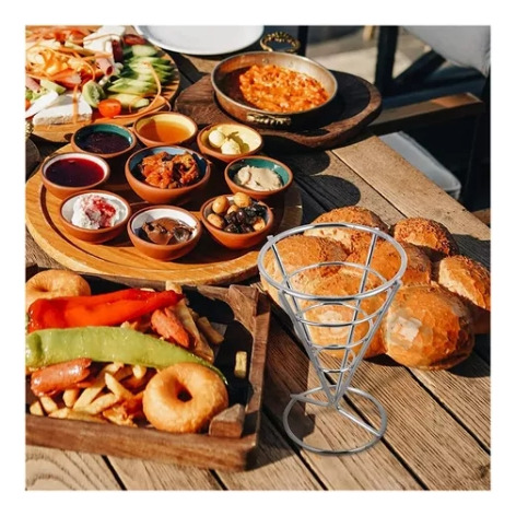Xm Cono Soporte Pizzas Papas Gajo Francesa Acero Inoxidable