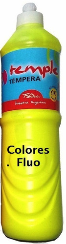 Tempera Fluo Botella 750ml Jardin Escuela Varios Colores