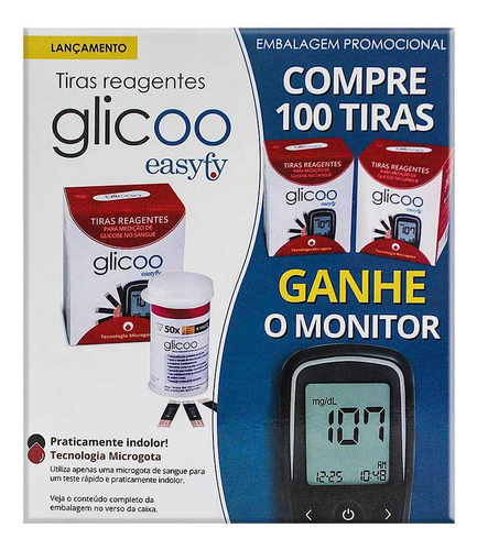 Kit Monitor De Glicemia Glicoo Easyfy + 100 Tiras Tocare