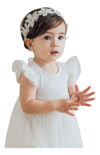 Faixa Batizado Laço Branco Bebê Flores Infantil Ensaio Smash