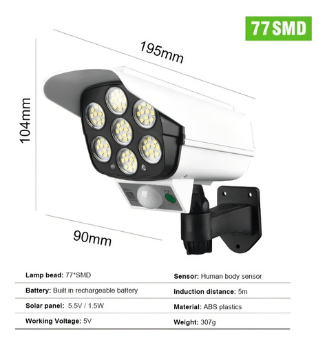 Foco Solar Tipo Camara+sensor De Movimiento + Control Remoto