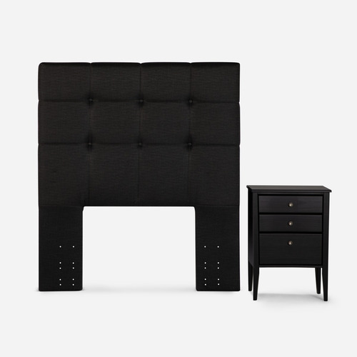 Cama Europea Rosen Indie 1 Plaza + Muebles Issey Grafito