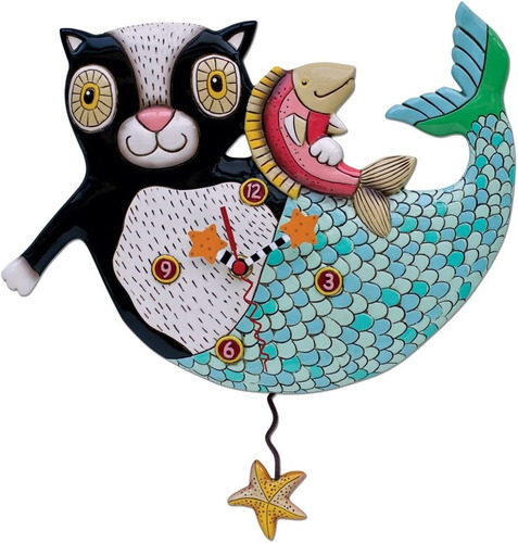 Allen Designs - Reloj De Péndulo Con Diseño De Gato De Siren