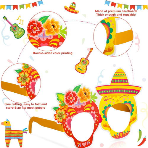 Decoraciones De Fiesta Mexicana: Anteojos De Papel Y Más