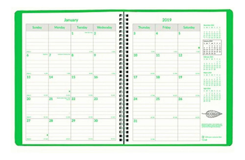 Brownline 2019 Ecologix Monthly Planner, Dec 2018-jan 2020 Portada Verde Liso