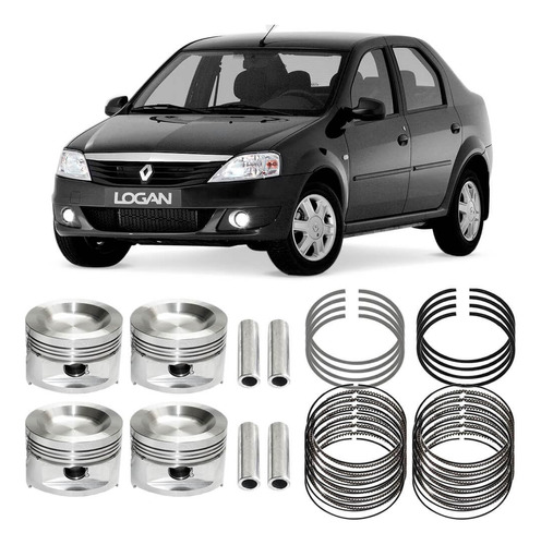 Kit Pistão Anel 0.50 Renaut Logan 1.0 2008 A 2016 Flex Metal