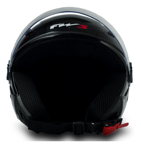 Imagem 4 de 7 de Capacete Fw3 Para Moto X Open Classic Preto Tamanho 58