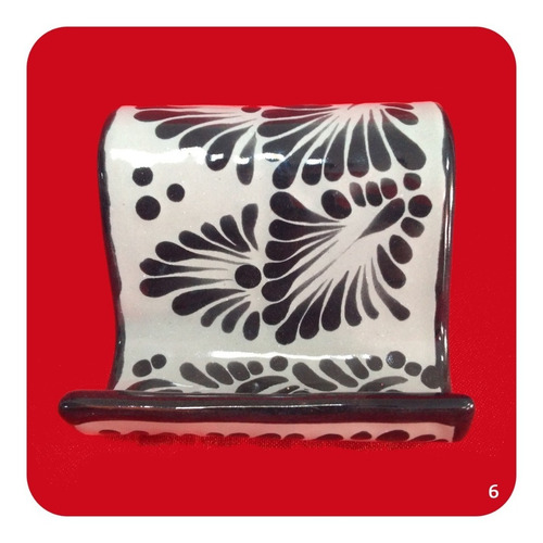 Imagen 4 de 5 de 4 Porta Celular Talavera Poblana Negro Bases Diferentes M6