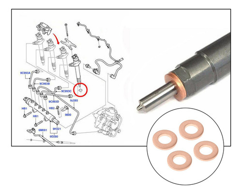 Arandela De Sello Del Inyector De Combustible Oring Transit