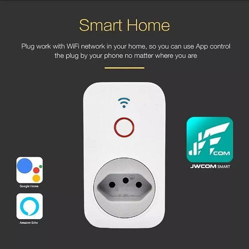 Tomada Inteligente Smart Wifi B2 Jwcom Alexa E Google Home Cor Branco