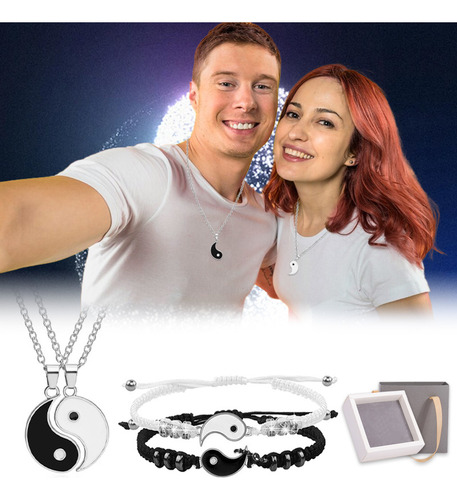 Yin Yang Juego De Pulseras Con Collar, Pulseras Ajustable