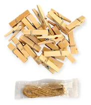Comprar Ganchos Pinzas Mini De Madera Marron 25unid Más Mecatillo