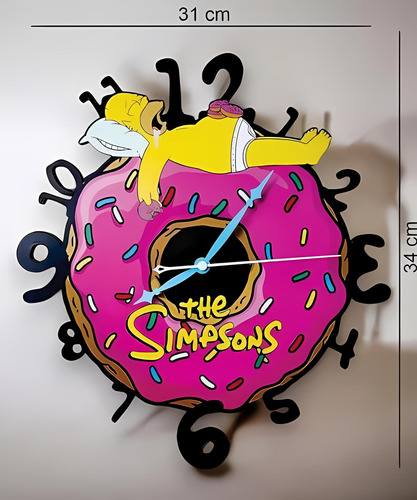 Reloj De Pared Analógico Homero Simpson Durmiendo Negro Fucsia