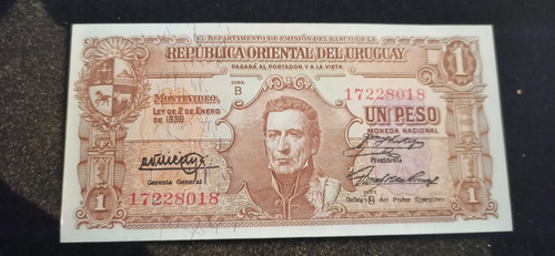 Antiguo Billete Circulación Uruguay 1 Peso 1939 Sin Circular