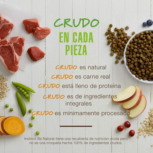 Imagen 3 de 3 de Alimento Instinct Be Natural para perro adulto todos los tamaños sabor cordero y avena en bolsa de 24lb